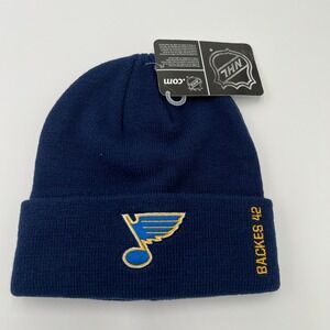 NHL St Louis Blues David Backes 42 Navy Blue Knit Beanie‎ Hat OSFM